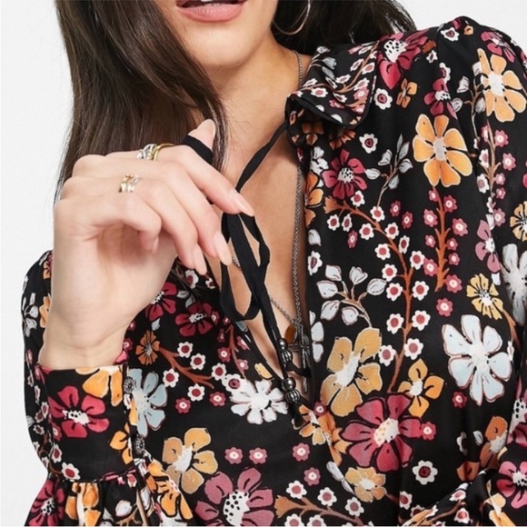 NWT Free People Daisy Jane Black Floral Swing Dress Generous Medium Retail $148 - Picture 5 of 16